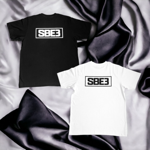 SBE3 T-shirt Black white both side combi deal sbe3.nl