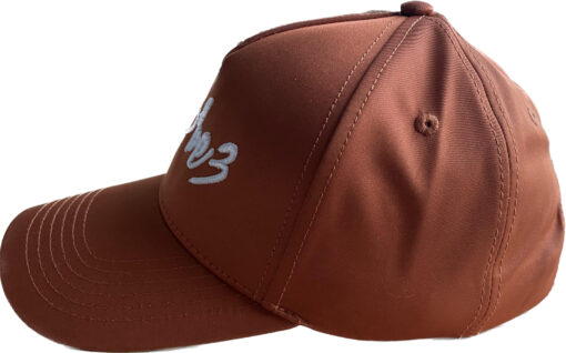 SBE3 Cap Bronze white 3D embroidery signature side 1444 sbe3.nl