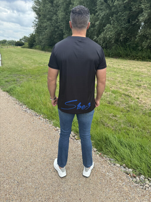 SBE3 Dry-Fit T-shirt Sport Black blue logo backside sbe3.nl 1